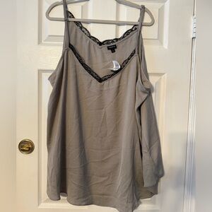 Torrid Gray Camisole with Black Lace Trim